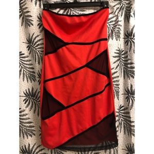 Papaya mesh Strapless dress